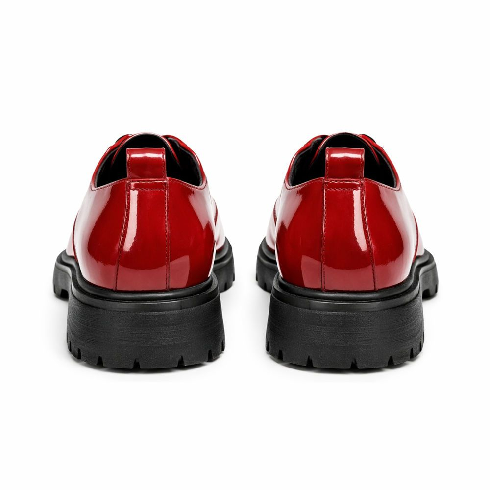 Mens Red Patent Leather Plain Toe Formal Shoe